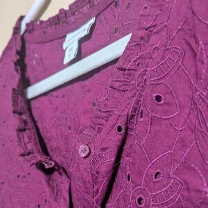 Liz Claiborne XXL eggplant eyelet blouse